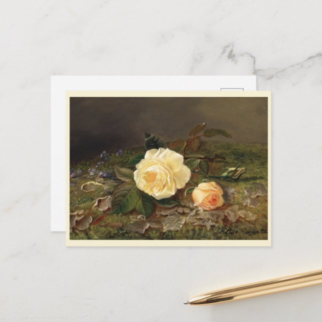 Yellow Roses, Happy Birthday Postcard (Front/Back In Situ)