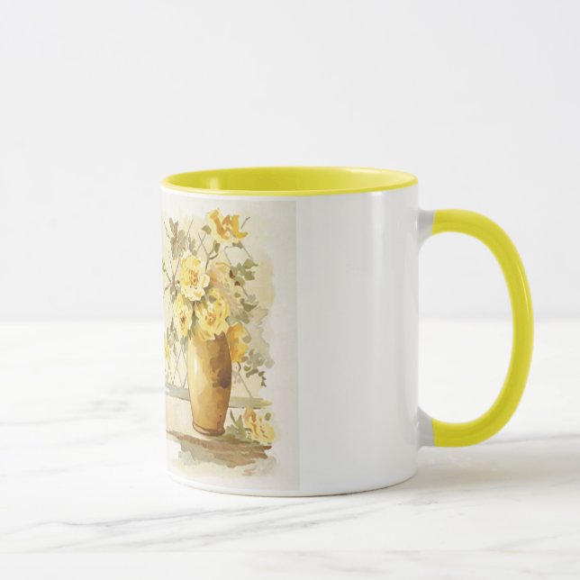 Yellow Roses in a Pottery Vase Mug (Right)