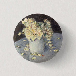 Yellow Roses in a Vase by Caillebott Impressionist 3 Cm Round Badge