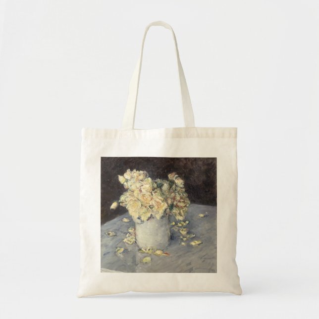 Yellow Roses in a Vase by Caillebott Impressionist Tote Bag (Front)