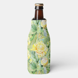 Yellow roses in leaves bottle cooler