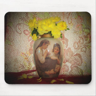 Yellow Roses in Old Vase Mouse Pad