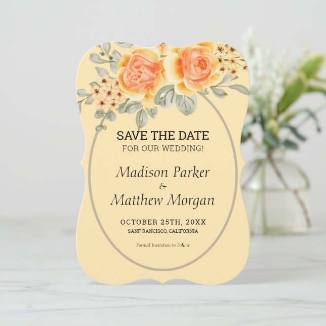 Yellow Roses  Invitation (Standing Front)