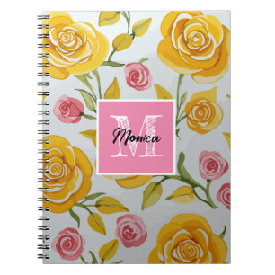 Yellow Roses Monogram Notebook