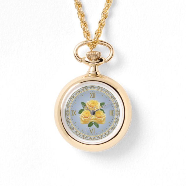 Yellow Roses Necklace Watch (Front)