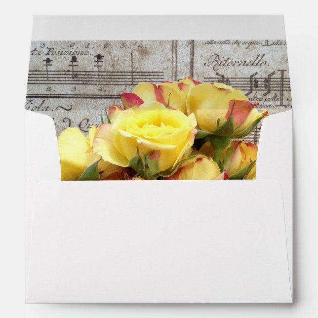 Yellow roses on old music envelope (Back (Bottom))