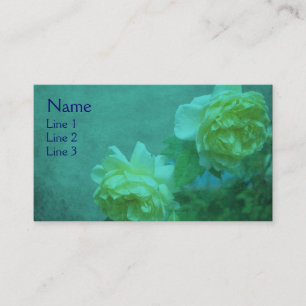 Yellow Roses On Turquoise Floral Business Card