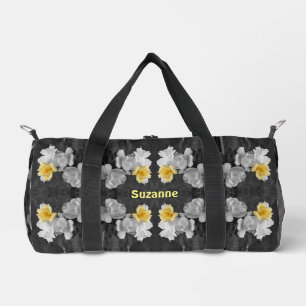 Yellow Roses Partial Colour Abstract Personalised Duffle Bag