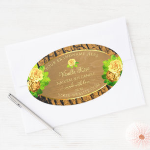 Yellow Roses Product Labels Wood Grain Tree Bark