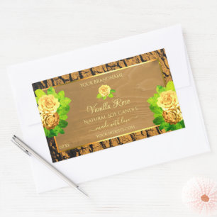 Yellow Roses Product Labels Wood Grain Tree Bark