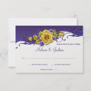 Yellow Roses Purple Pansies RSVP Card