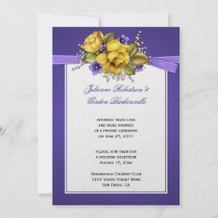 Yellow Roses Purple Violets Post Wedding Invitation