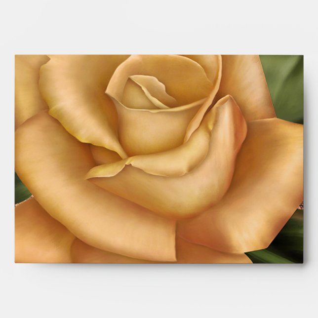 Yellow Roses Rose Botanical Country Rustic Wood Envelope (Front)