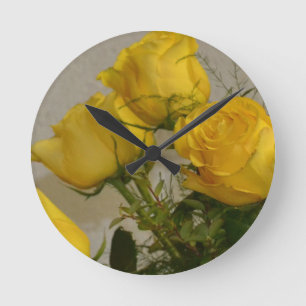 Yellow Roses Round Clock