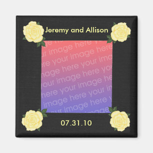 Yellow roses, Save the date wedding photo magnets