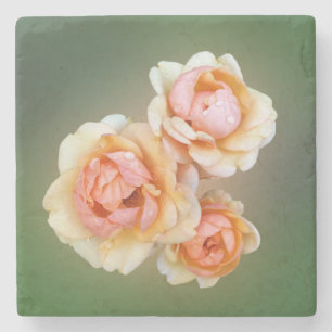 yellow roses stone coaster