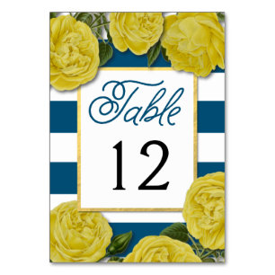 Yellow Roses Table Number Cards