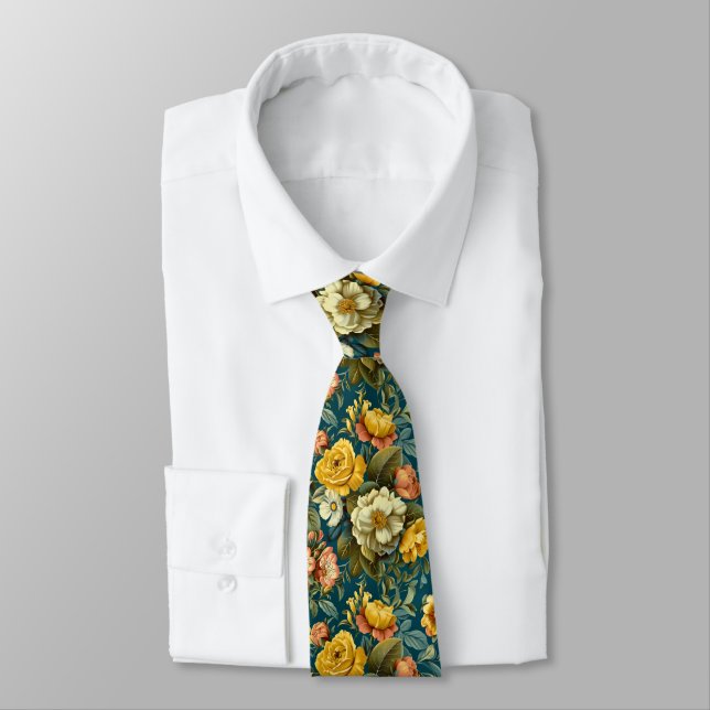 Yellow Roses Tie (Tied)