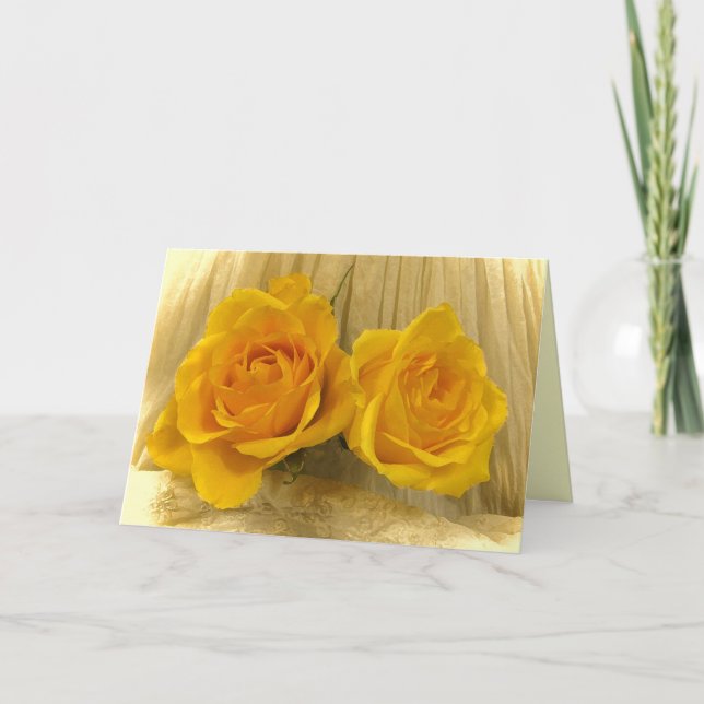 Yellow Roses Valentines Day Holiday Card (Front)