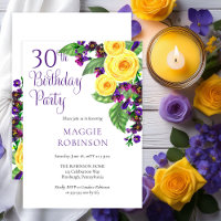 Yellow Roses Violet 30th Wedding Birthday Party