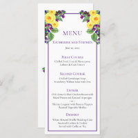 Yellow Roses | Violets Boho Floral Wedding Menu