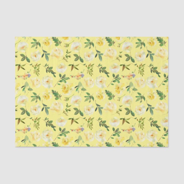 Yellow Roses Watercolor Decoupage Tissue Paper (Front)
