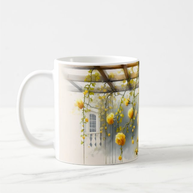Yellow Roses Watercolor Garden Coffee Mug (Left)