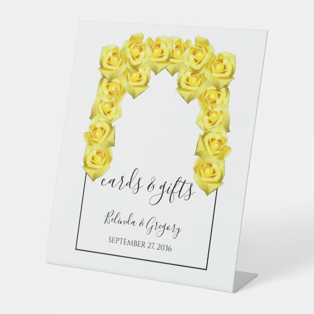 Yellow Roses Wedding Cards & Gifts  Pedestal Sign (Front)