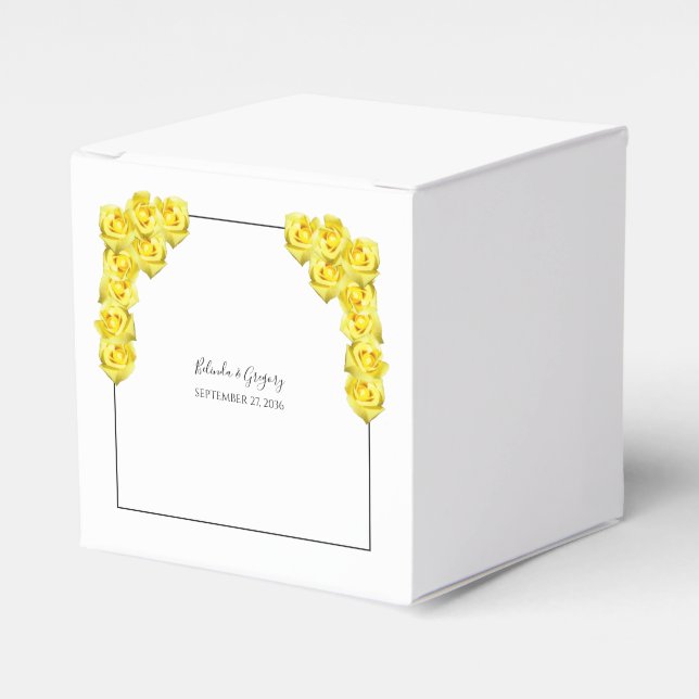 Yellow Roses Wedding  Favour Box (Front Side)