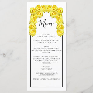 Yellow Roses Wedding Menu