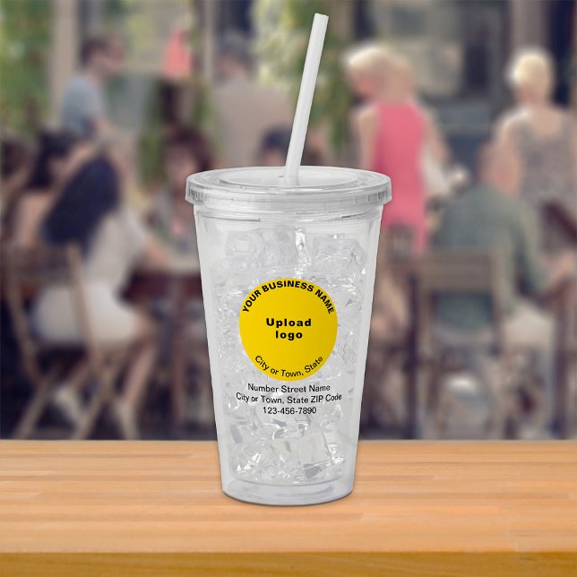Yellow Round Business Brand on Acrylic Tumbler (Yellow round business brand on acrylic tumbler)