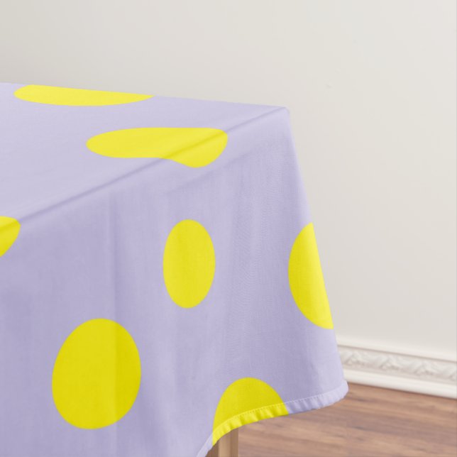 Yellow round polka dots on grey tablecloth (In Situ)