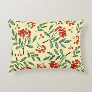 Yellow Rowan Watercolor Seamless Pattern Decorative Cushion