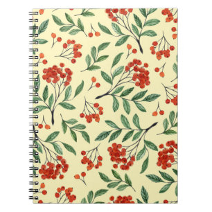 Yellow Rowan Watercolor Seamless Pattern Notebook