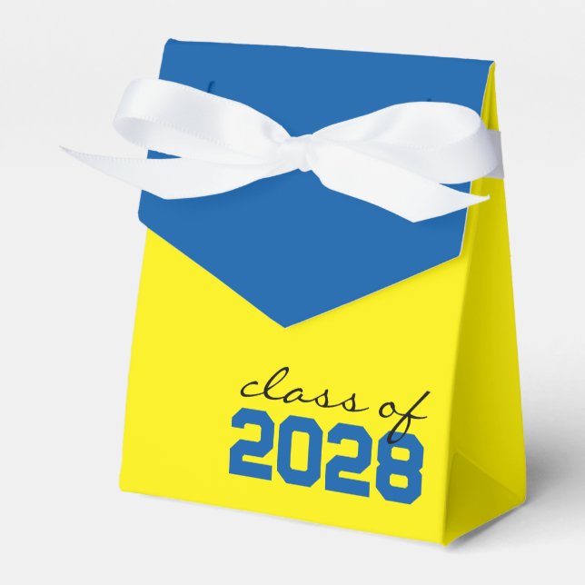 Yellow & Royal Blue Graduation Favour Boxes (Front Side)