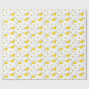 Yellow Rubber Duck and Bubbles Wrapping Paper