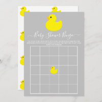 Yellow Rubber Duck Baby Shower Bingo Card