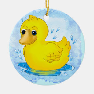 Yellow Rubber Duck Ceramic Tree Decoration