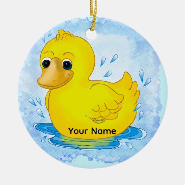 Yellow Rubber Duck Ceramic Tree Decoration (Front)