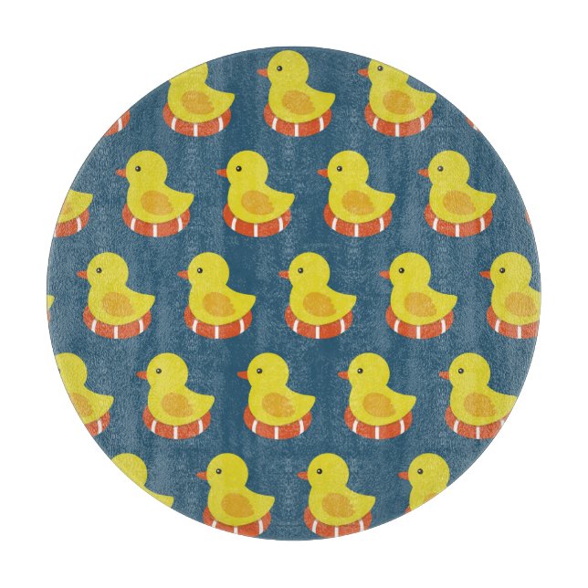 Yellow rubber duck, cute, seamless pattern. cutting board (Front)