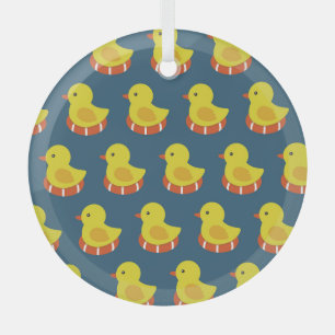 Yellow rubber duck, cute, seamless pattern. glass tree decoration