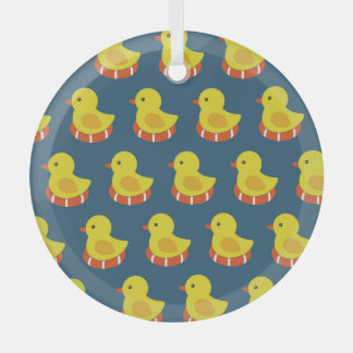 Yellow rubber duck, cute, seamless pattern. glass tree decoration