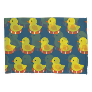 Yellow rubber duck, cute, seamless pattern. pillowcase