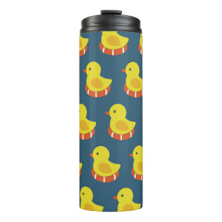 Yellow rubber duck, cute, seamless pattern. thermal tumbler