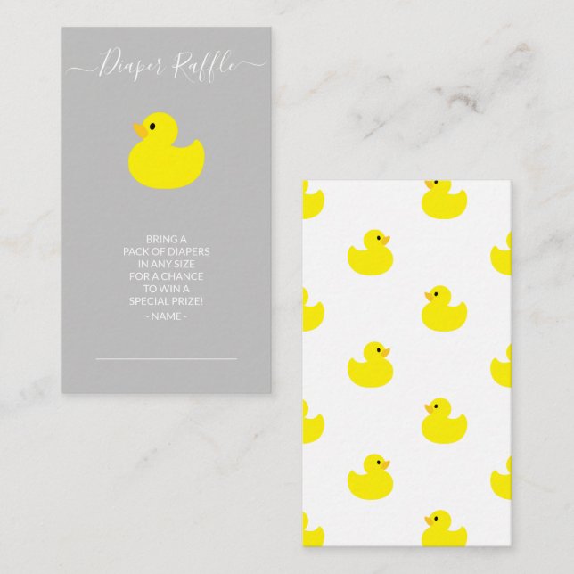 Yellow Rubber Duck Diaper Raffle Ticket Enclosure  Card (Front/Back)