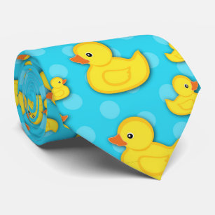 Yellow Rubber Duck Light Blue Bath Neck Tie