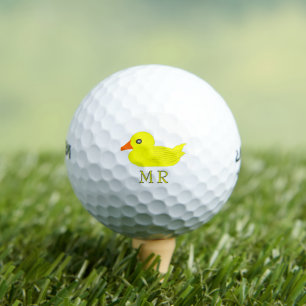 Yellow Rubber Duck Monogrammed Golf Balls