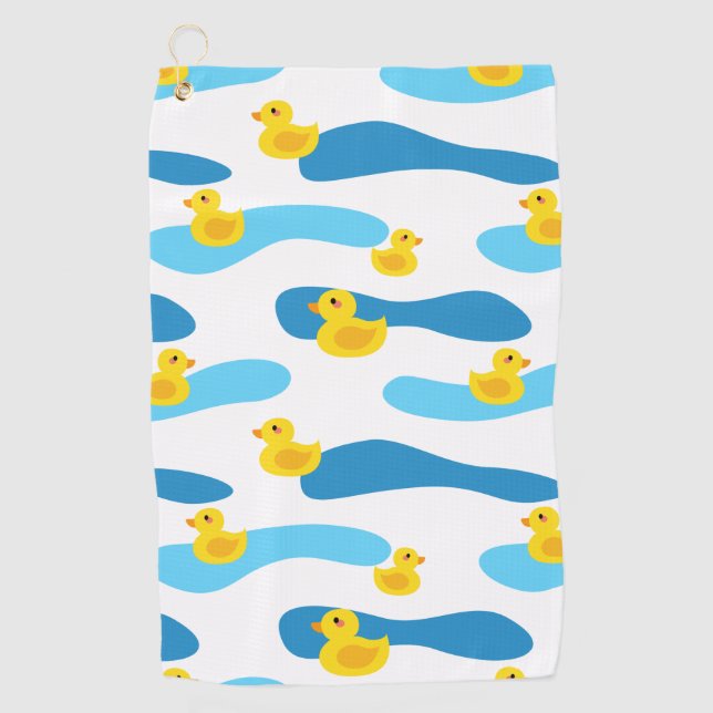 Yellow Rubber Duck Pattern Golf Towel (Front)