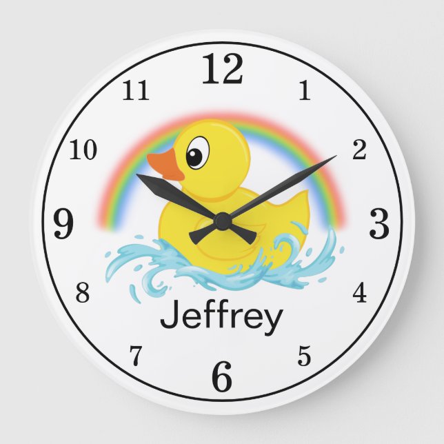 Yellow Rubber Duck Personalised Acrylic Large Clock (Front)