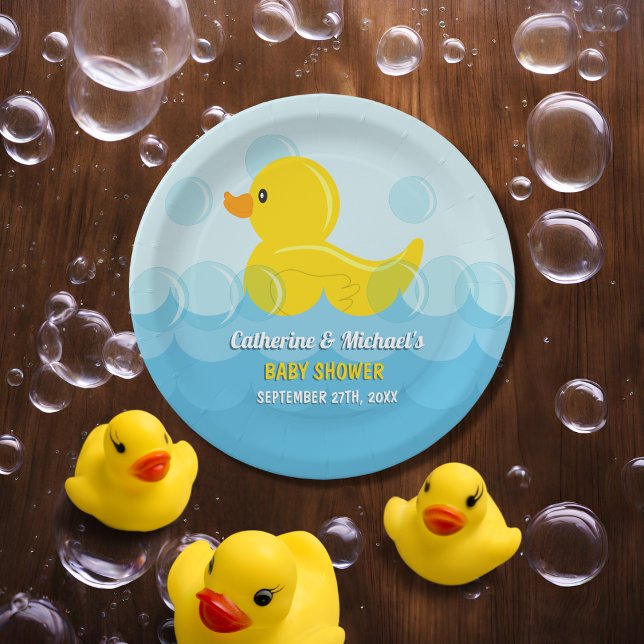 Yellow Rubber Duck Rub A Dub Dub Baby Shower Paper Plate (Creator Uploaded)